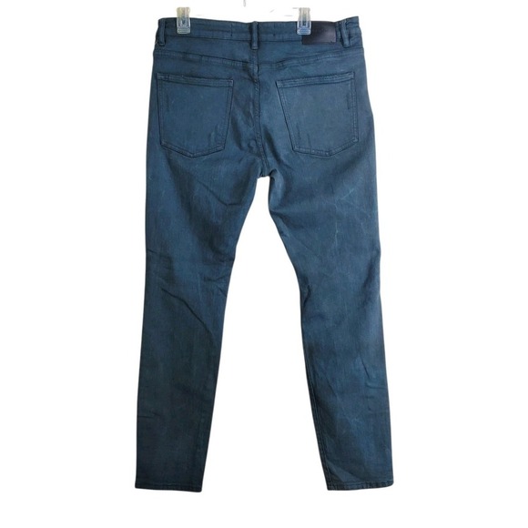 Valabasas Jeans Mens 38 Gray Blue Buttonfly Distressed Ripped Tapered (35x33) - Picture 6 of 13